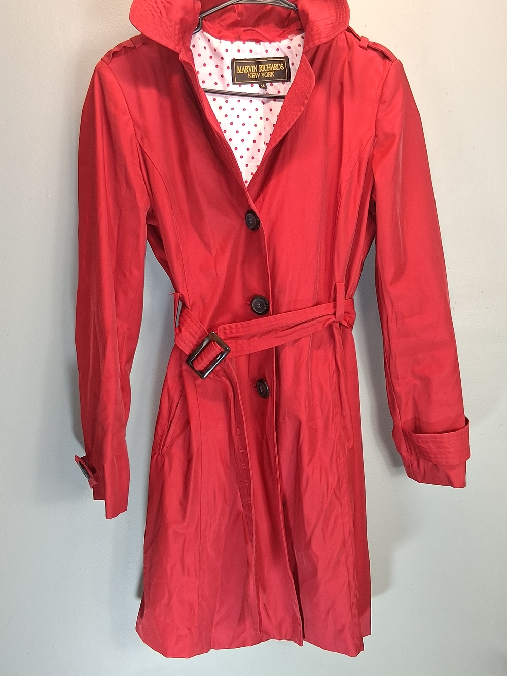 Marvin Richards Red Belted Trench Coat